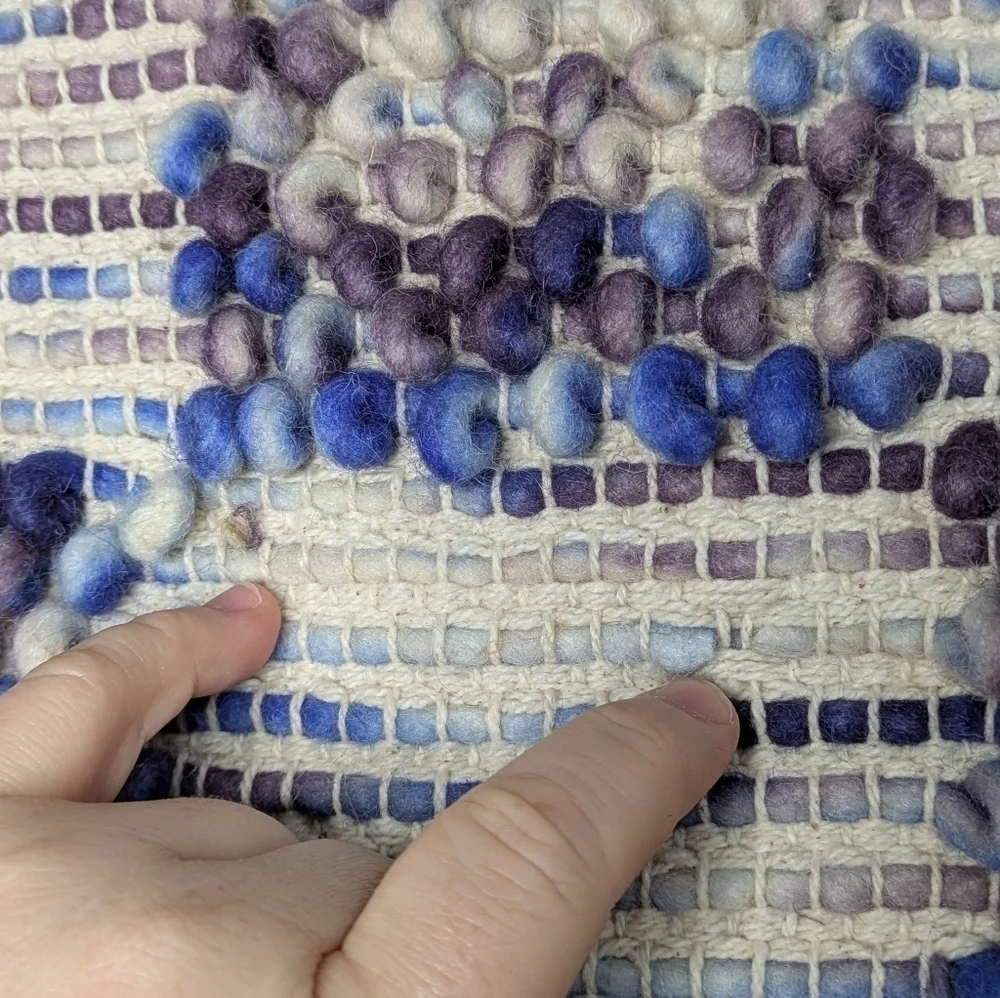 NWT Safavieh cream purple blue woven textured cotton & wool pillow 20x20